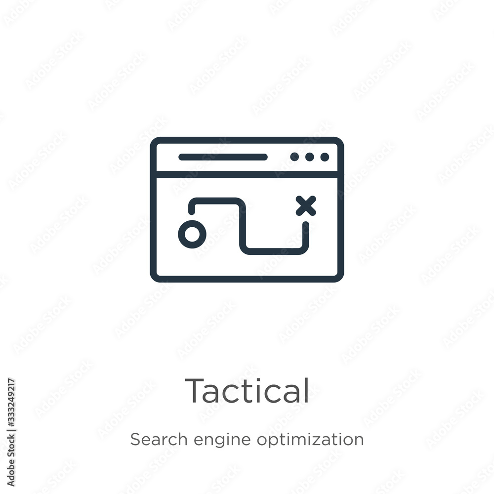 Poster tactical icon. thin linear tactical outline icon isolated on white background from seo & web collect