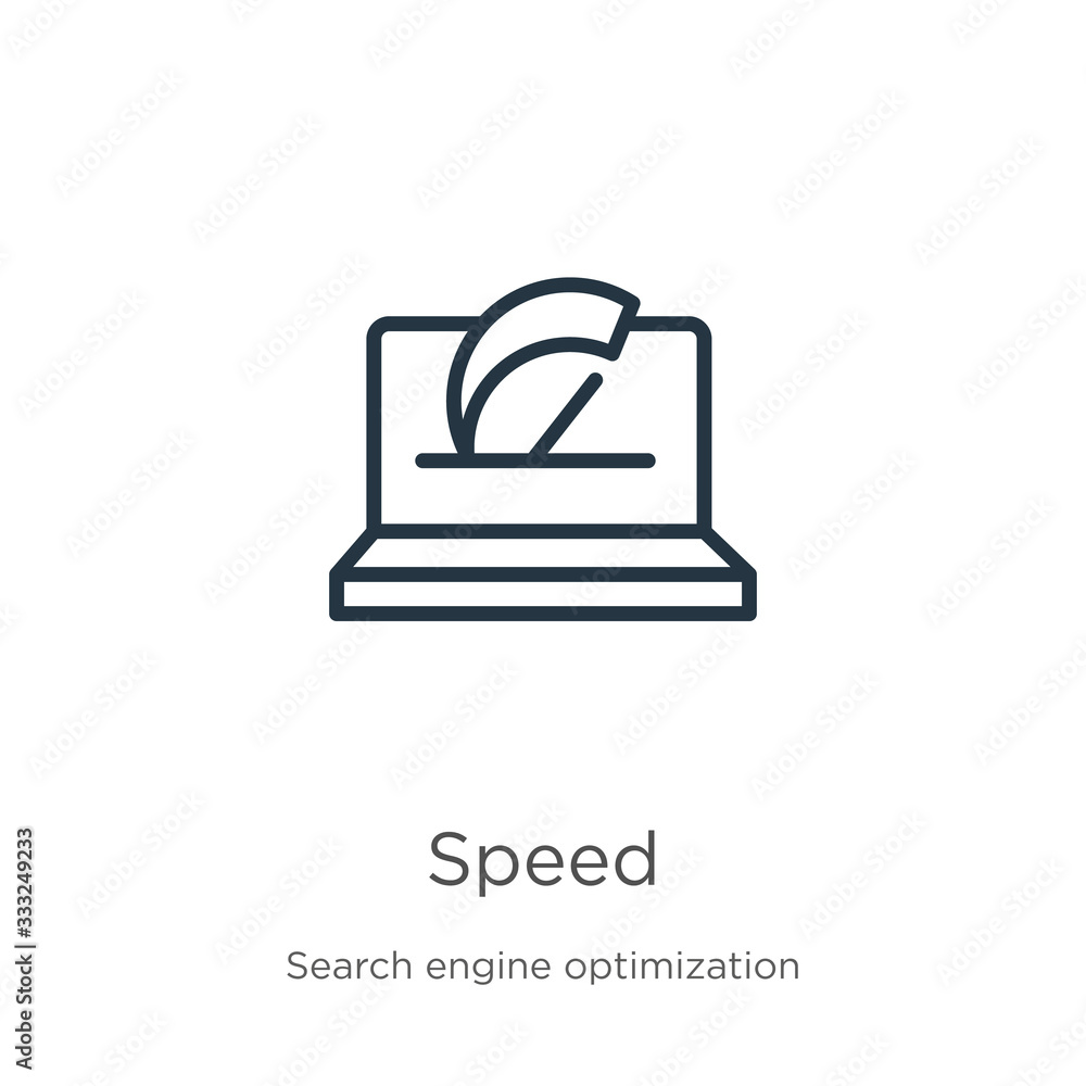 Poster speed icon. thin linear speed outline icon isolated on white background from seo & web collection. l