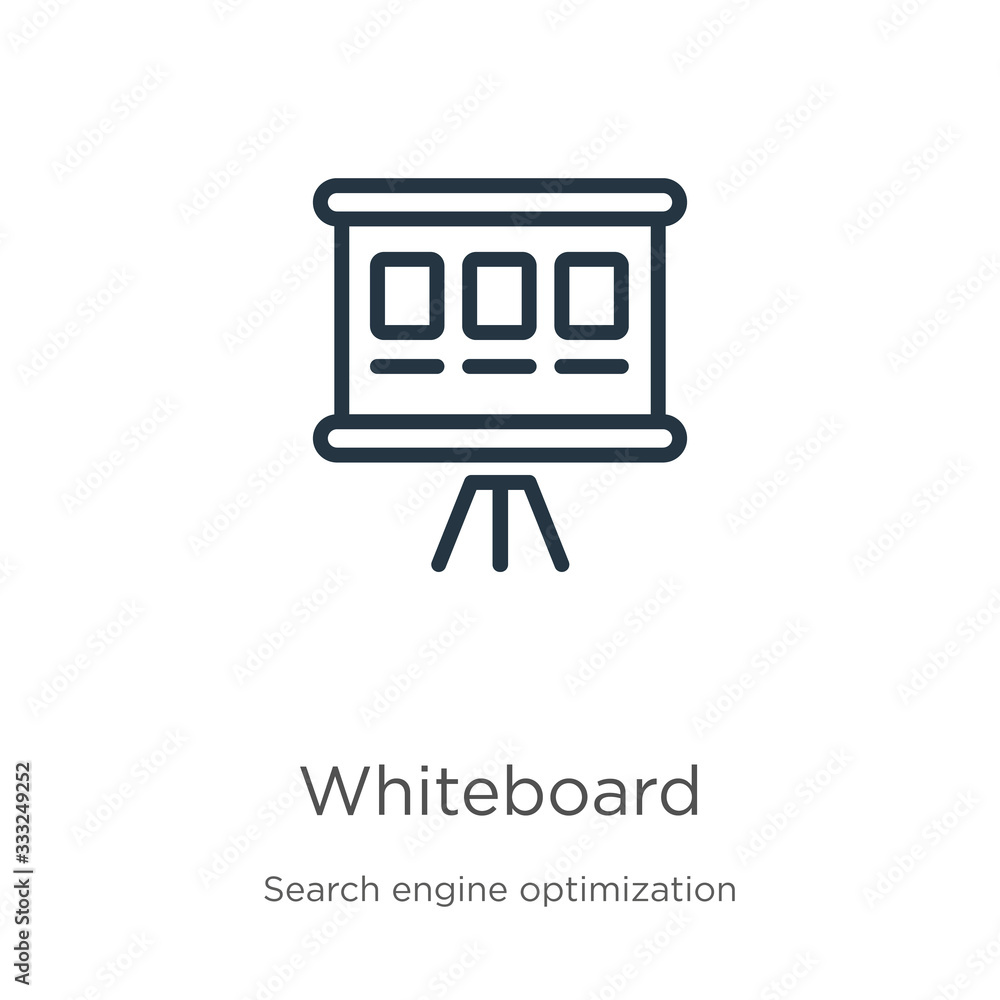 Poster whiteboard icon. thin linear whiteboard outline icon isolated on white background from seo & web col