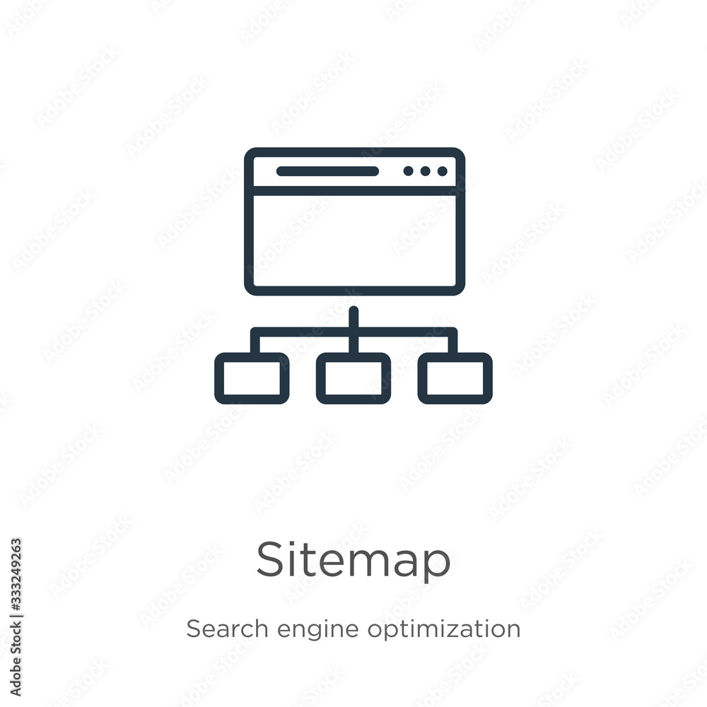 Poster sitemap icon. thin linear sitemap outline icon isolated on white background from seo & web collectio