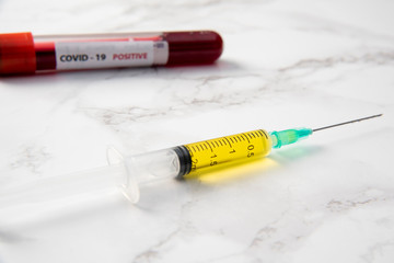 corona virus vaccine with blood sample