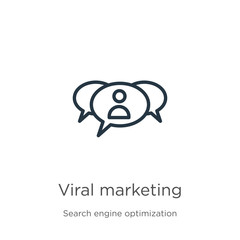 Viral marketing icon. Thin linear viral marketing outline icon isolated on white background from search engine optimization collection. Line vector sign, symbol for web and mobile