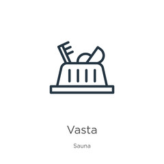 Vasta icon. Thin linear vasta outline icon isolated on white background from sauna collection. Line vector sign, symbol for web and mobile