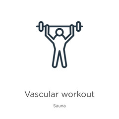 Vascular workout icon. Thin linear vascular workout outline icon isolated on white background from sauna collection. Line vector sign, symbol for web and mobile