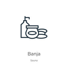 Banja icon. Thin linear banja outline icon isolated on white background from sauna collection. Line vector sign, symbol for web and mobile