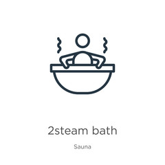2steam bath icon. Thin linear 2steam bath outline icon isolated on white background from sauna collection. Line vector sign, symbol for web and mobile