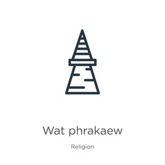 Wat phrakaew icon. Thin linear wat phrakaew outline icon isolated on white background from religion collection. Line vector sign, symbol for web and mobile