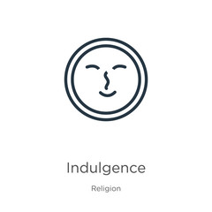 Indulgence icon. Thin linear indulgence outline icon isolated on white background from religion collection. Line vector sign, symbol for web and mobile