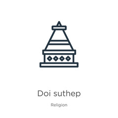Doi suthep icon. Thin linear doi suthep outline icon isolated on white background from religion collection. Line vector sign, symbol for web and mobile