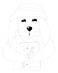 Easter rabbit with flower coloring page