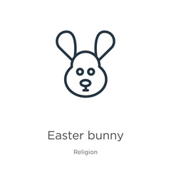 Easter bunny icon. Thin linear easter bunny outline icon isolated on white background from religion collection. Line vector sign, symbol for web and mobile