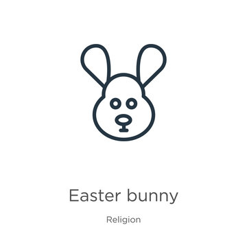Easter bunny icon. Thin linear easter bunny outline icon isolated on white background from religion collection. Line vector sign, symbol for web and mobile