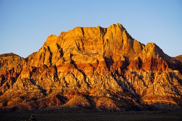 Impressive Red and Orange Rocks Contrast Against a Clear Blue Sky, Las Vegas, NV, USA