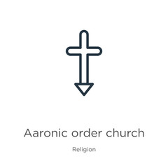 Obraz premium Aaronic order church icon. Thin linear aaronic order church outline icon isolated on white background from religion collection. Line vector sign, symbol for web and mobile