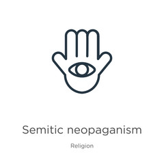 Obraz premium Semitic neopaganism icon. Thin linear semitic neopaganism outline icon isolated on white background from religion collection. Line vector sign, symbol for web and mobile