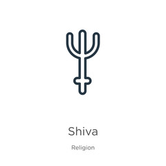 Shiva icon. Thin linear shiva outline icon isolated on white background from religion collection. Line vector sign, symbol for web and mobile