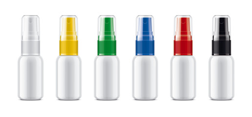 Spray bottles set with Colored Caps. 