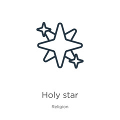 Holy star icon. Thin linear holy star outline icon isolated on white background from religion collection. Line vector sign, symbol for web and mobile