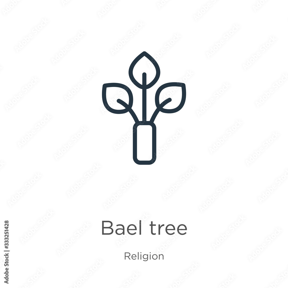 Poster bael tree icon. thin linear bael tree outline icon isolated on white background from religion collec