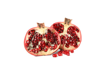 Pomegranate isolated on white background. Juicy fruit
