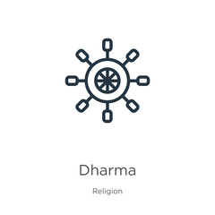 Obraz premium Dharma icon. Thin linear dharma outline icon isolated on white background from religion collection. Line vector sign, symbol for web and mobile