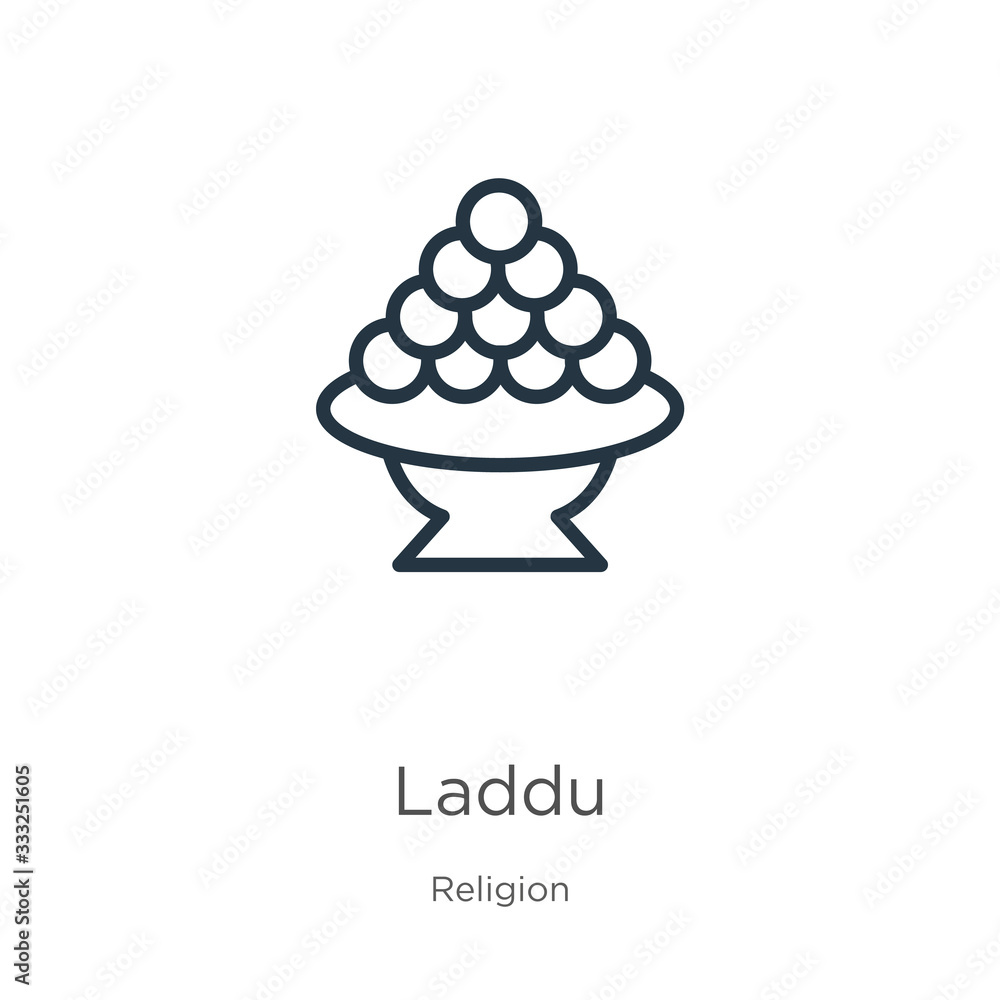 Aufkleber laddu icon. thin linear laddu outline icon isolated on white background from religion collection. li