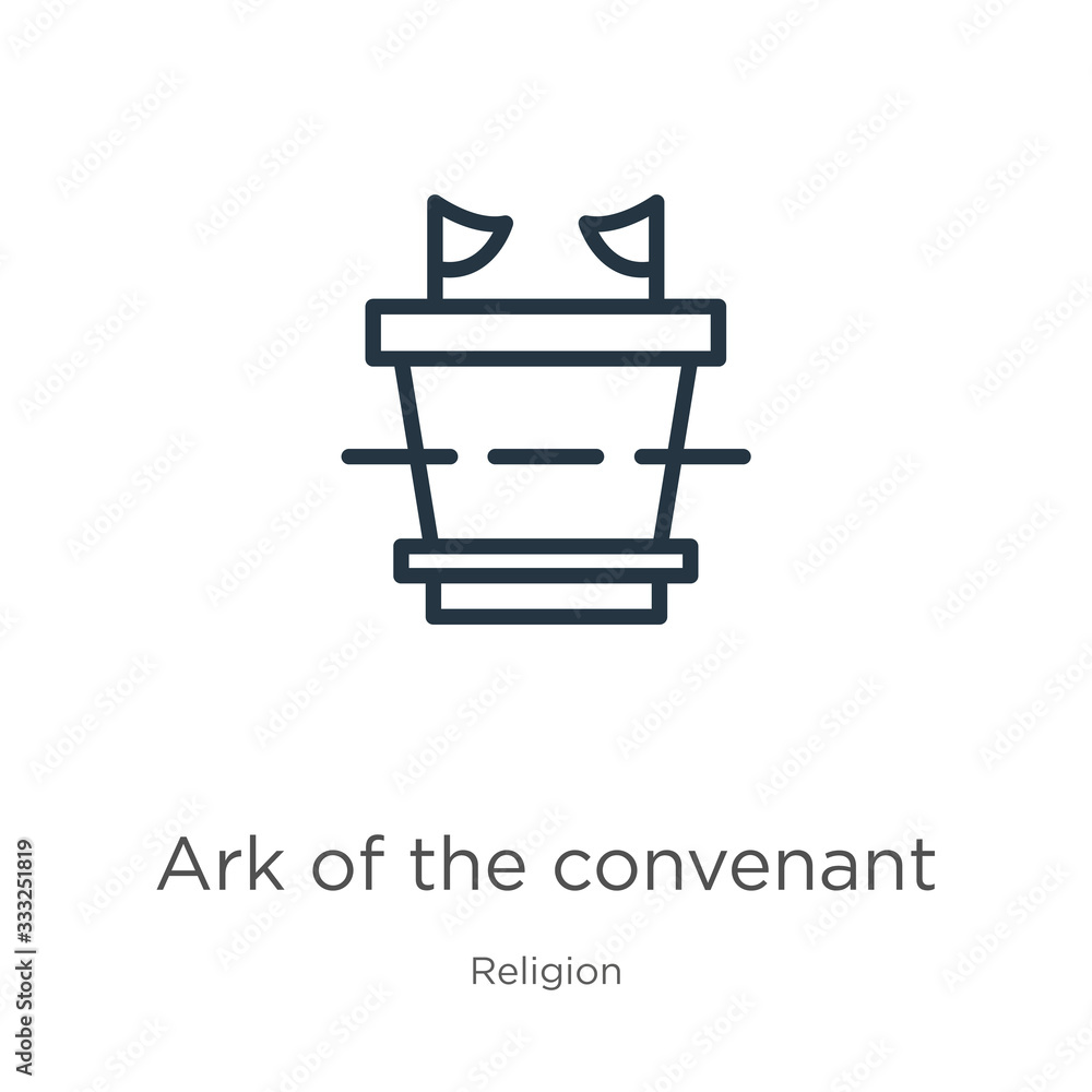 Poster ark of the convenant icon. thin linear ark of the convenant outline icon isolated on white backgroun