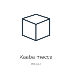 Kaaba mecca icon. Thin linear kaaba mecca outline icon isolated on white background from religion collection. Line vector sign, symbol for web and mobile