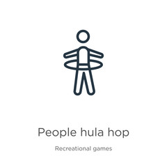 People hula hop icon. Thin linear people hula hop outline icon isolated on white background from recreational games collection. Line vector sign, symbol for web and mobile