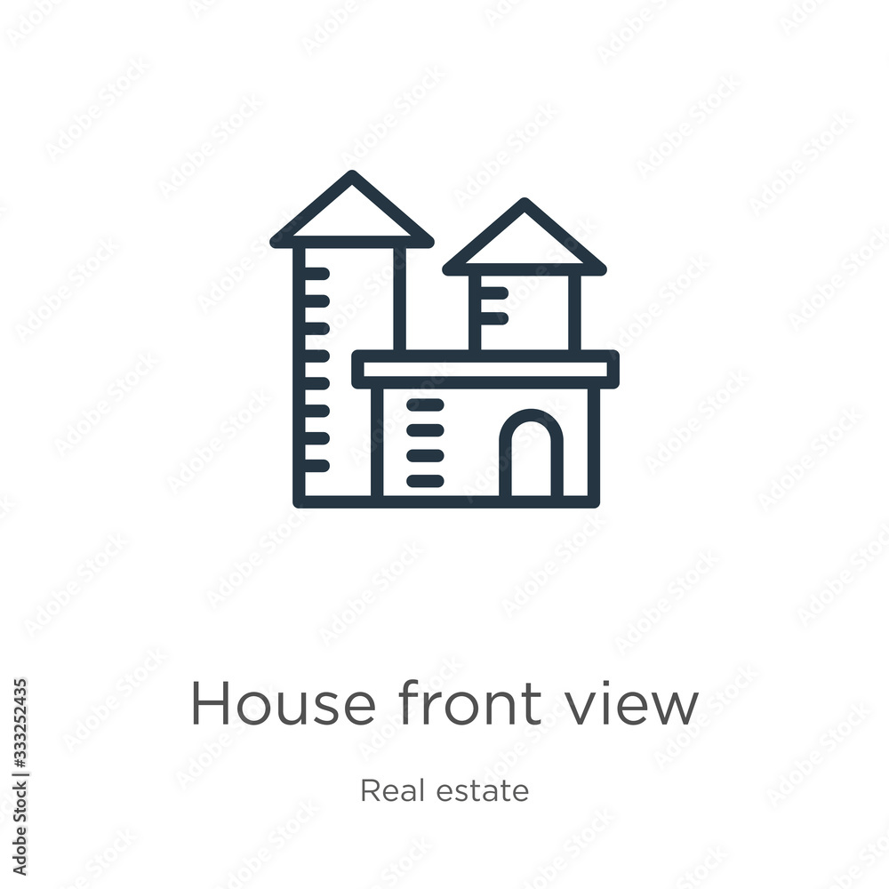 Aufkleber house front view icon. thin linear house front view outline icon isolated on white background from r