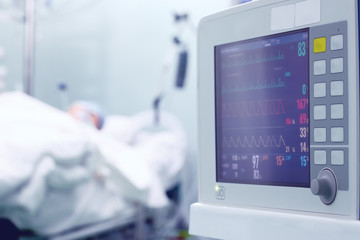 Fototapeta premium Cardiac activity monitoring of critical patient in the intensive care unit