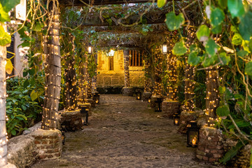 old stone house in the garden