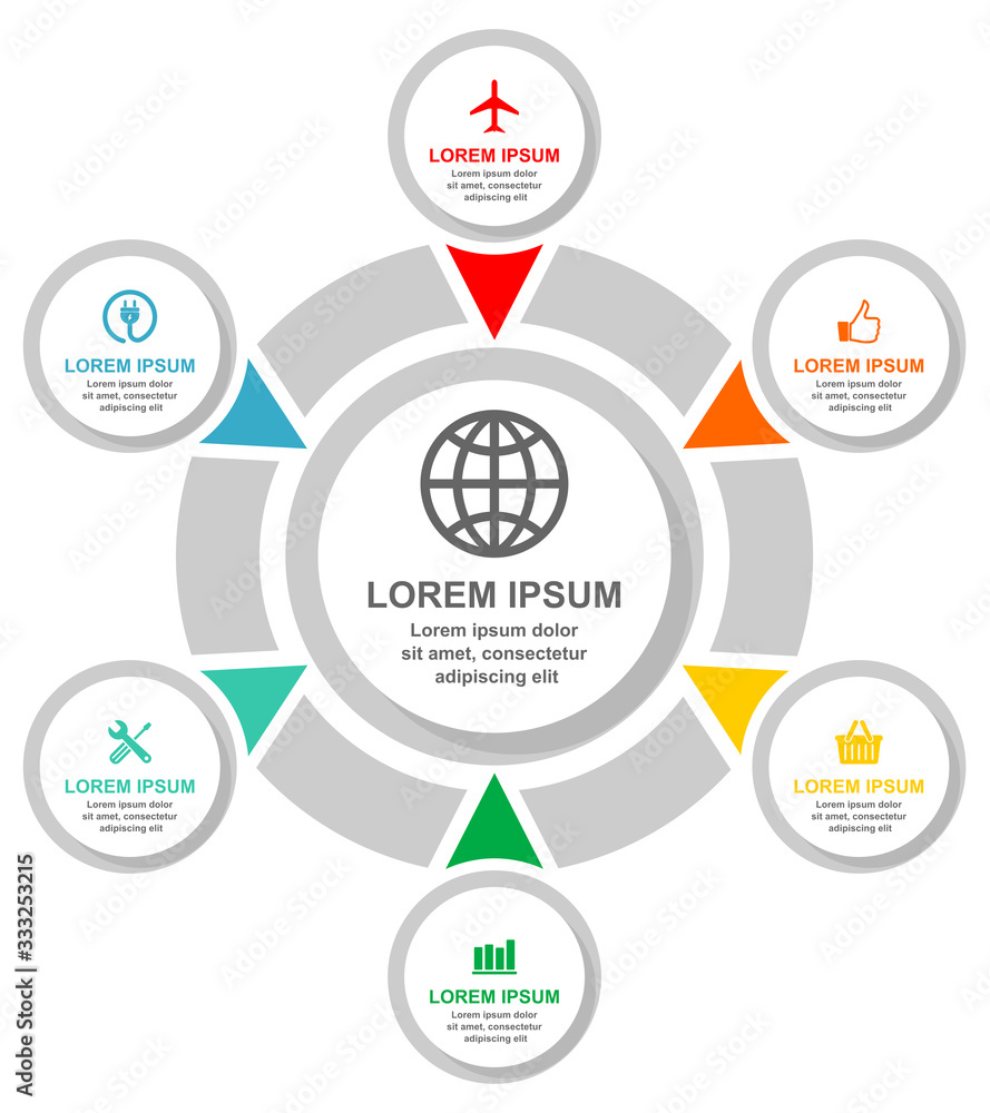 Poster circular infographic vector template, business and technology web presentation
