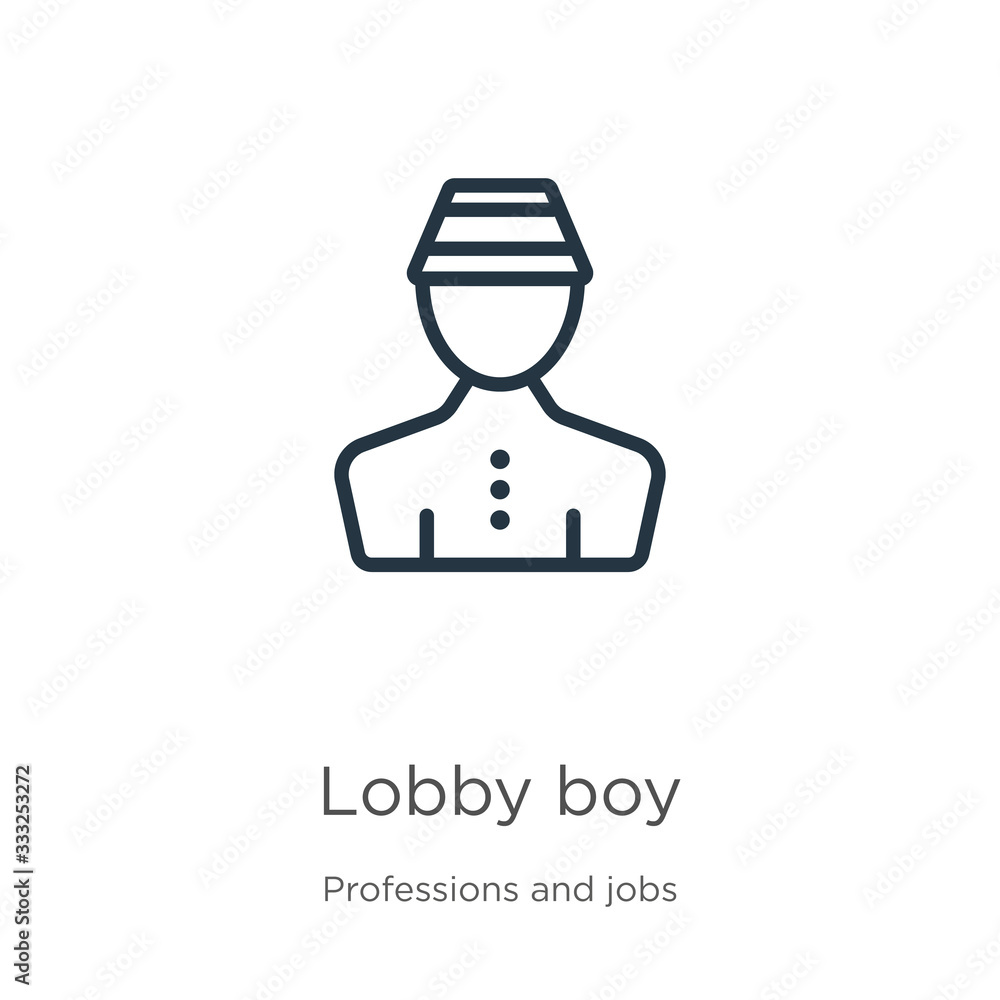 Aufkleber lobby boy icon. thin linear lobby boy outline icon isolated on white background from professions and