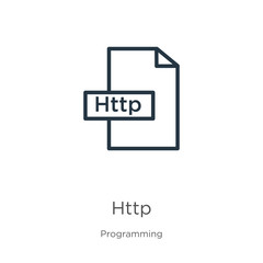 Http icon. Thin linear http outline icon isolated on white background from programming collection. Line vector sign, symbol for web and mobile