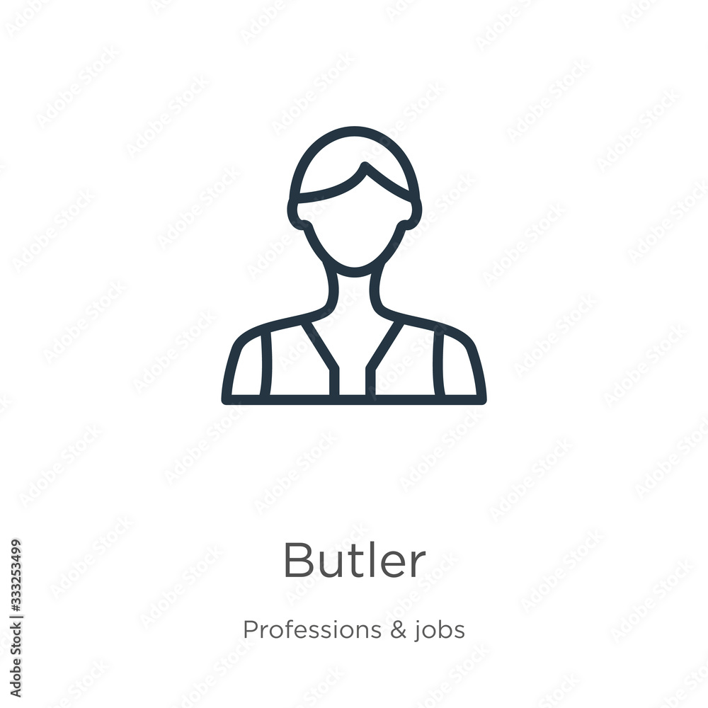 Aufkleber butler icon. thin linear butler outline icon isolated on white background from professions collectio