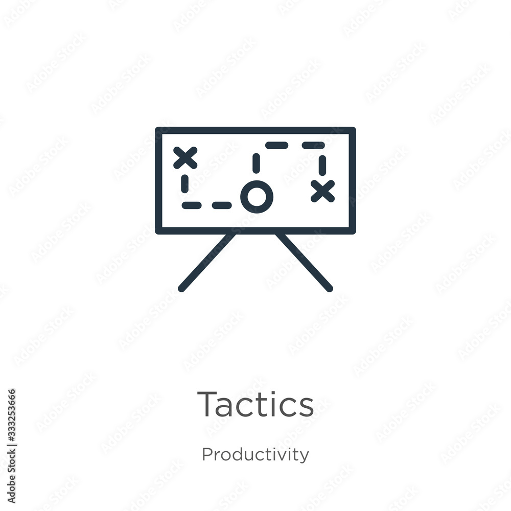 Aufkleber tactics icon. thin linear tactics outline icon isolated on white background from productivity collec
