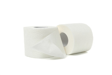 Rolls of toilet paper isolated on white background