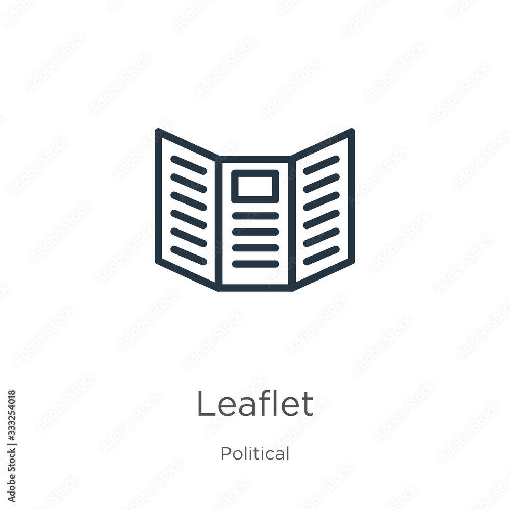 Poster leaflet icon. thin linear leaflet outline icon isolated on white background from political collectio
