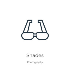 Shades icon. Thin linear shades outline icon isolated on white background from photography collection. Line vector sign, symbol for web and mobile