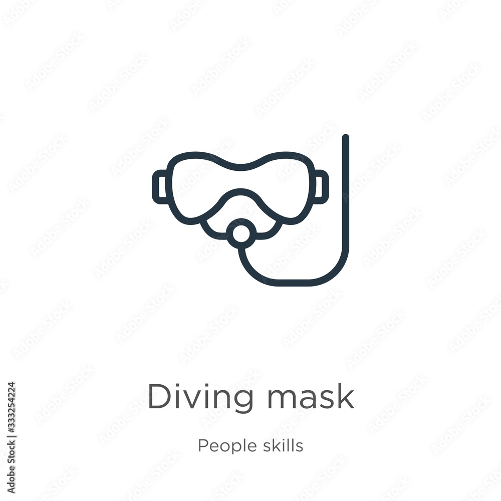 Aufkleber diving mask icon. thin linear diving mask outline icon isolated on white background from people skil