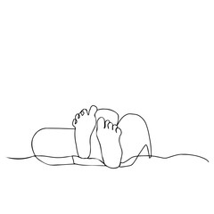 Vector line illustration newborn baby. Contour symbol. isolated outline drawing. line art