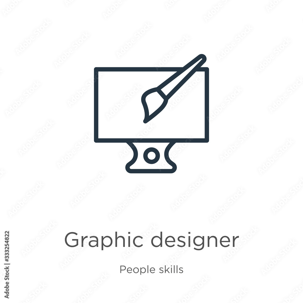 Poster graphic designer icon. thin linear graphic designer outline icon isolated on white background from p