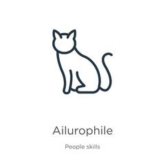 Ailurophile icon. Thin linear ailurophile outline icon isolated on white background from people skills collection. Line vector sign, symbol for web and mobile