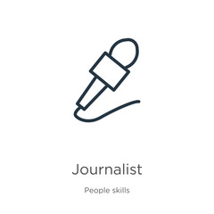 Fototapeta premium Journalist icon. Thin linear journalist outline icon isolated on white background from people skills collection. Line vector sign, symbol for web and mobile