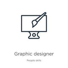 Graphic designer icon. Thin linear graphic designer outline icon isolated on white background from people skills collection. Line vector sign, symbol for web and mobile