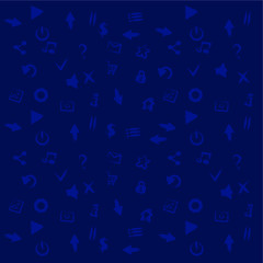 Background from web icons for website or application. Technology concept. Blue