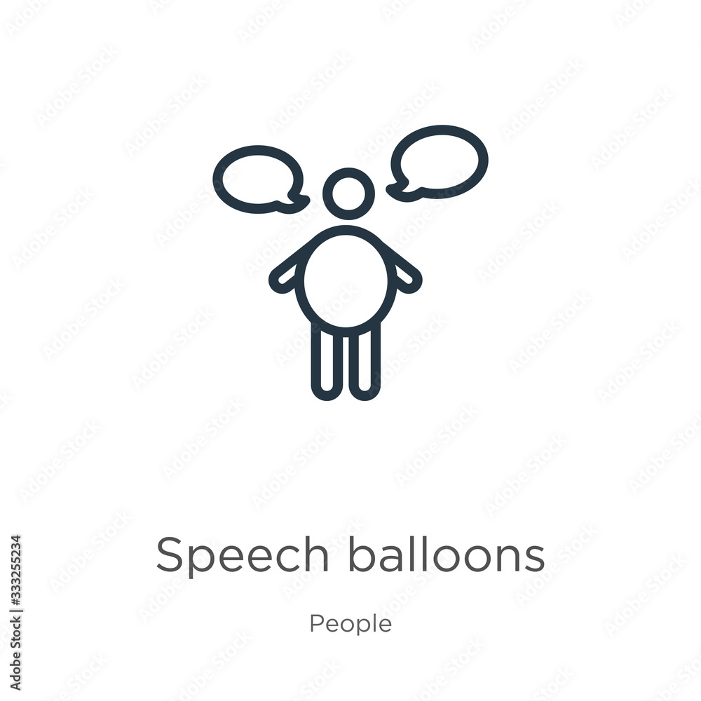 Poster speech balloons icon. thin linear speech balloons outline icon isolated on white background from peo