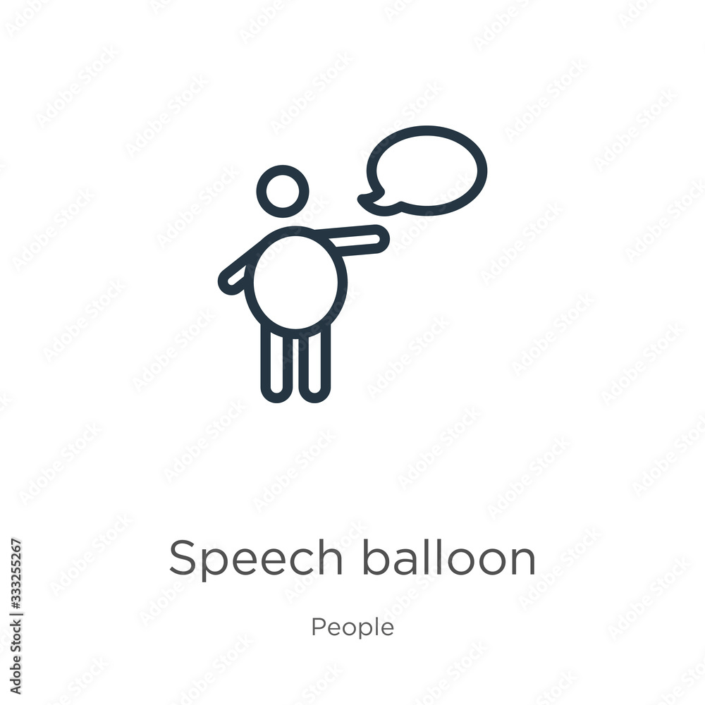 Poster speech balloon icon. thin linear speech balloon outline icon isolated on white background from peopl