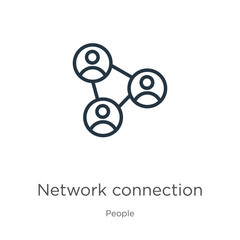 Network connection icon. Thin linear network connection outline icon isolated on white background from people collection. Line vector sign, symbol for web and mobile